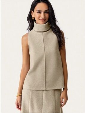 OGL Fuzzluxe Sleeveless Split Hem Turtleneck Top.